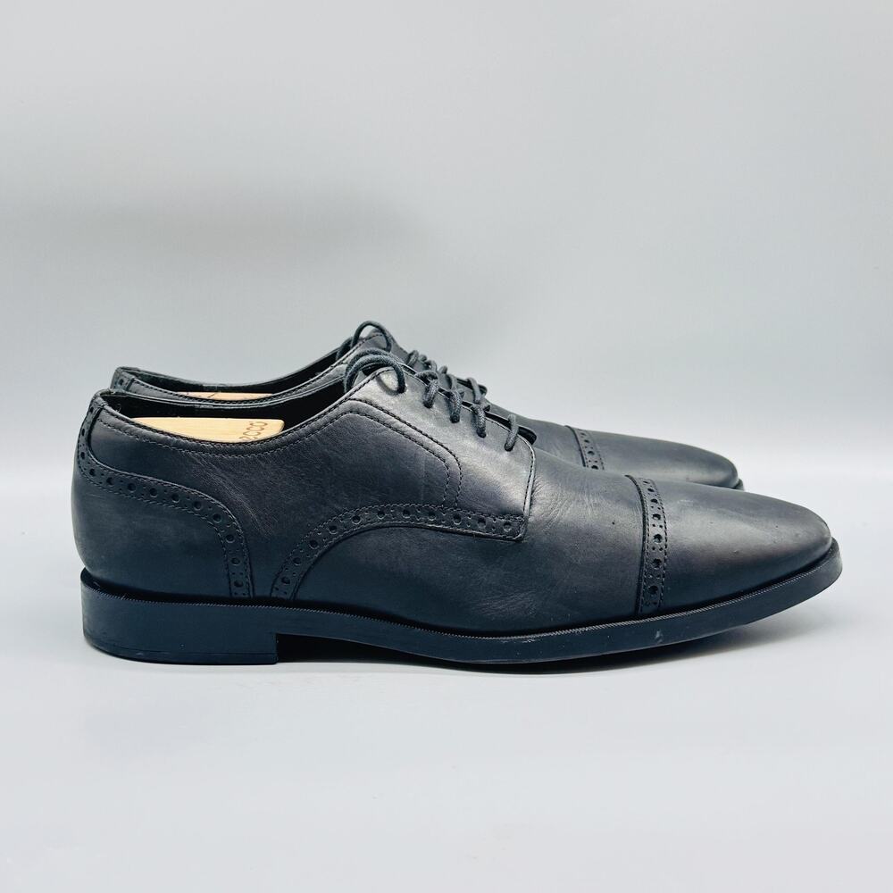 Cole Haan Shoes Mens 10 Black Leather Grand OS Oxford Cap Toe Slip On Dress
